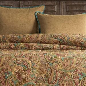Paisley Comforter Set in Tan and Green